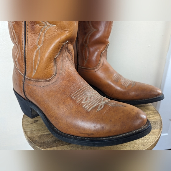 VINTAGE Avonite Hypalon Cowboy Boots, Honey/Cognac Brown (SIZE 9 EE/Extra Wide) - Picture 5 of 13
